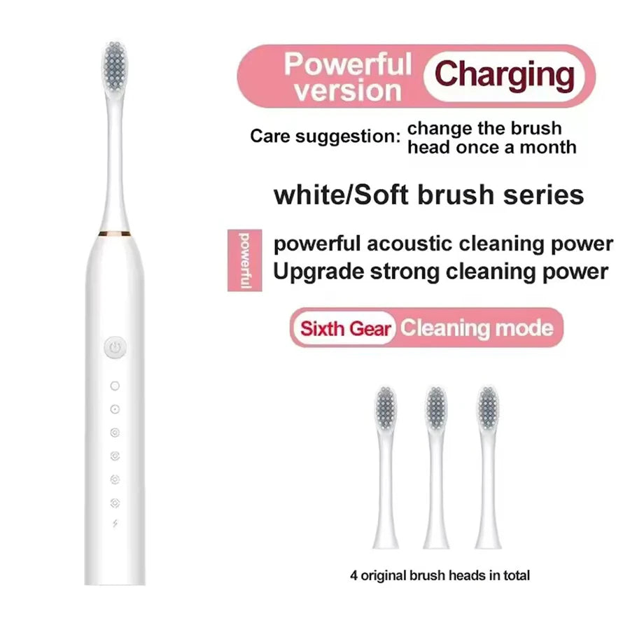 Ultrasonic Electric Toothbrush Set (Smart Sonic, Waterproof, Adult Deep‑Cleaning Modes)