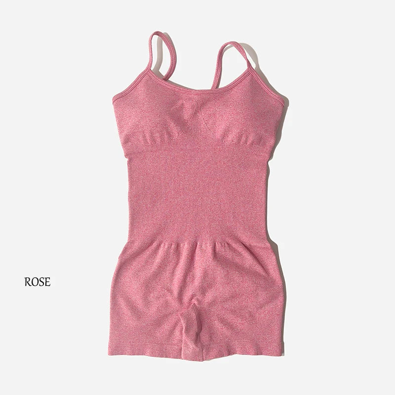 Women Fitness One Piece Strap Tummy Control Padded Sports Bra Rompers