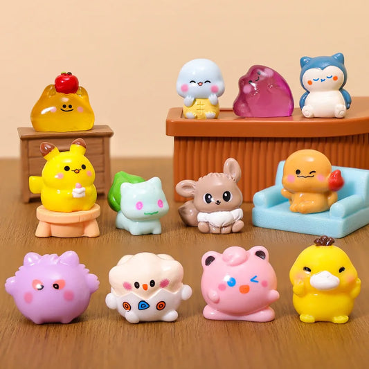 6‑Piece Pokémon Mini Figure Set – Pikachu, Charmander, Bulbasaur Luminous Q‑Version Toys