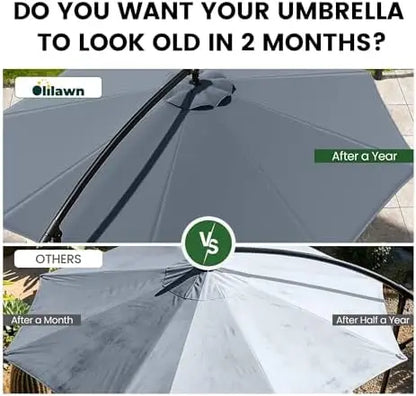 10FT Cantilever Umbrella with Base — 360° Rotation & Infinite Tilt