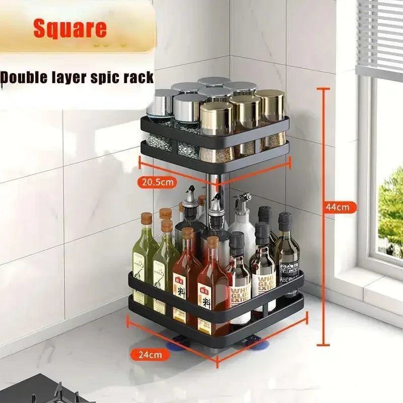 360 Rotation Spice Rack Multi-Layer Spices Seasonings Storage Tray Kitchen Organizer