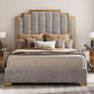 Queen Velvet Bed Frame with Gold Trim Headboard (Custom)
