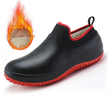 Mens Kitchen Working Shoes Non-slip Waterproof Chef Shoes Casual Unisex Work Shoes Water Shoes Rain Cotton Boots Plus Size 35-47
