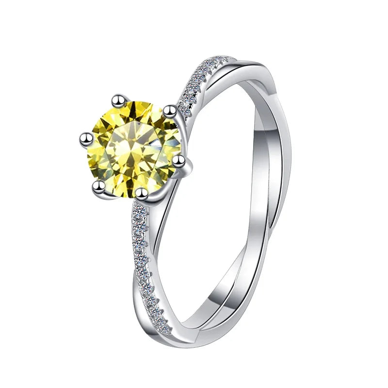 D Colour Moissanite S925 Sterling Silver 1CT Brilliant Diamond Ring Delicate Birthday Wedding Gift Women Band Fine Jewelry