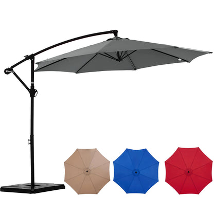 9.8FT Offset Patio Umbrella with Base — Easy Tilt, UV Protection