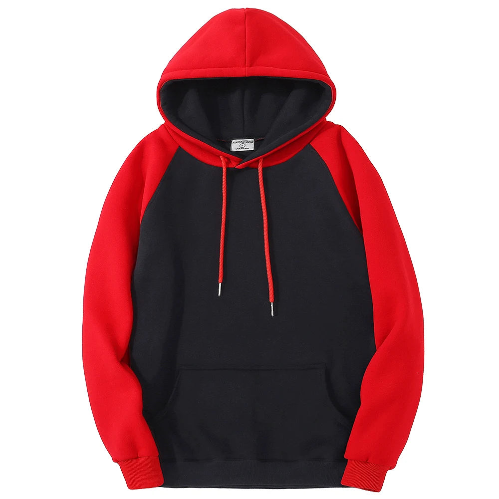 Men Women Loose Oversized Warm Fleece Raglan Hooded Sweatshirts
