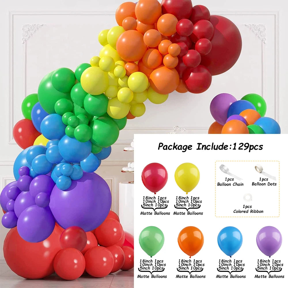 Colorful Rainbow Matte Balloons Garland Arch Kit DIY Latex Happy Birthday Party Balloons Supplies Girl Wedding Decoration Golobs