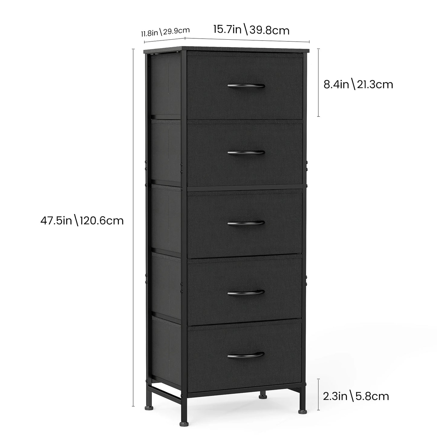 5‑Drawer Fabric Cabinet – 48" Living Room Storage