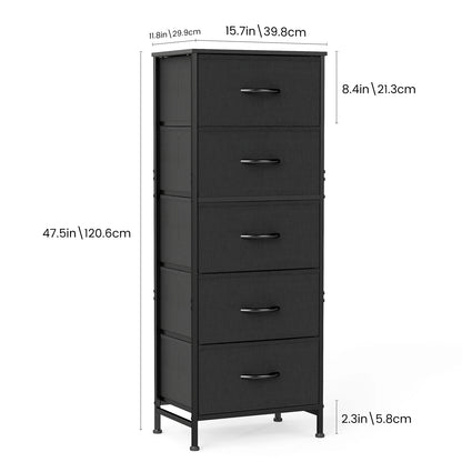 5‑Drawer Fabric Cabinet – 48" Living Room Storage