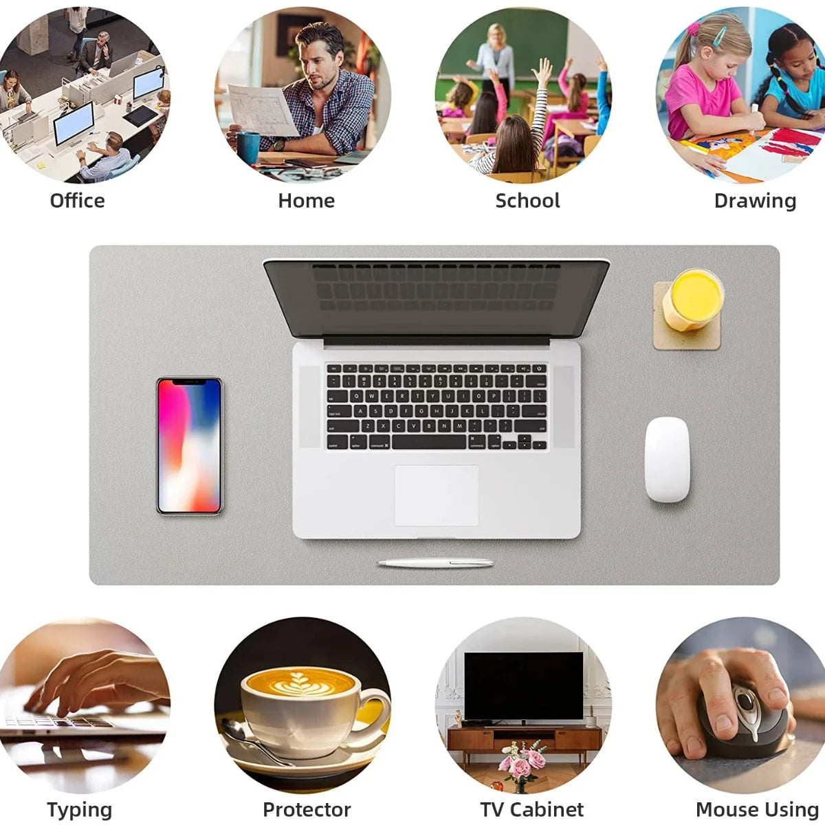 Large 600×300mm PU Leather Desk Protector – Waterproof Office Keyboard Pad & Gaming Mousepad