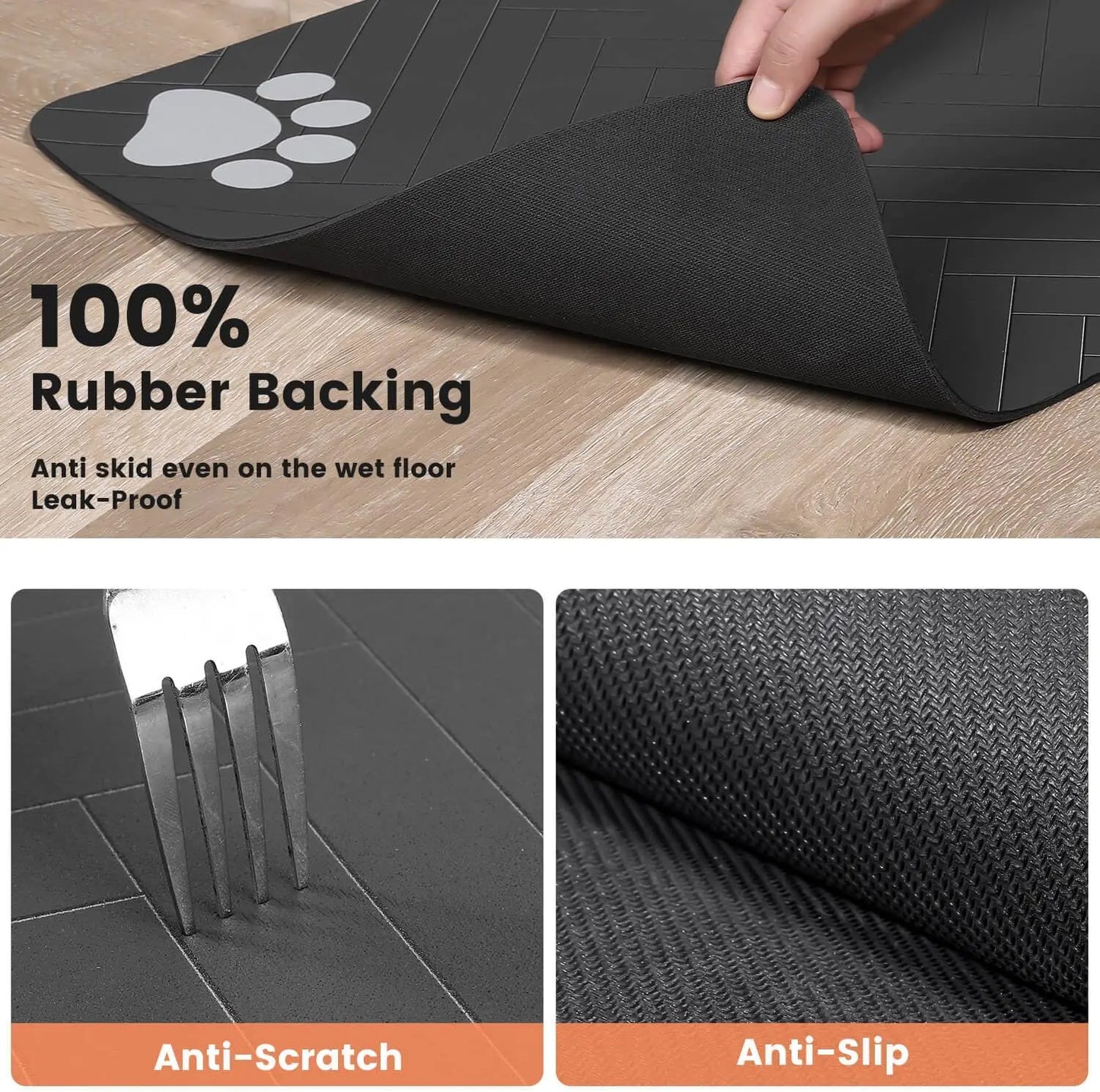 Absorbent Pet Feeding Mat: Quick-Dry Placemat for Food and Water Bowls, Waterproof Rubber Backing for Dogs and Cats