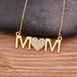 Nidin Luxury Fashion Letter "MOM" Inlaid Crystal Pendant Necklace Mother's Birthday Gift Woman Neck  Anniversary Jewelry
