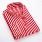 Men's Classic Striped Shirt, Single-breasted Long-sleeved Shirts Autumn New Men Top Red Blue Black Slim Version Male Chemise