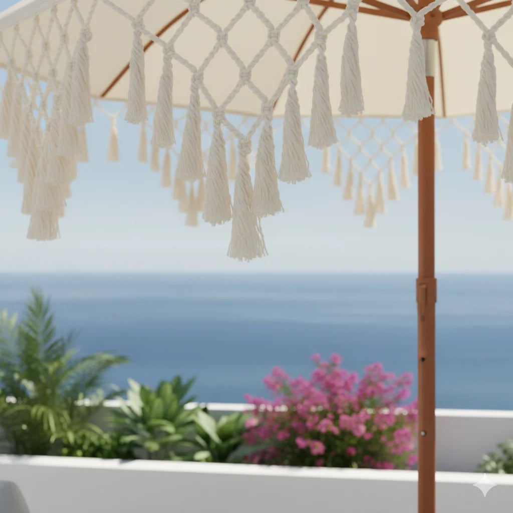 Reversible Triangle Fringe Umbrella — No Base Needed  UPF50+