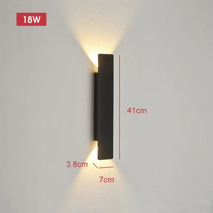 Outdoor Waterproof Wall Lamps Strip Aluminum Wall Lights 18W LED Black Wall Lamp Bedroom Exterior Outdoor Lighting Fixtures