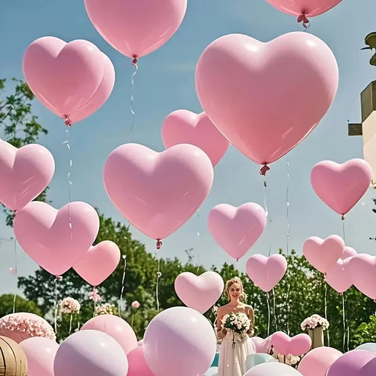 30‑Pack Pink Heart‑Shaped Latex Balloons for Valentine’s Day, Weddings & Festivals