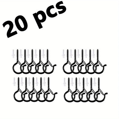 Hanger Hooks with Safety Buckle,Windproof Screw Hooks for Hanging Outdoor String Lights,Ceiling Hooks  Plants,Christmas Lights