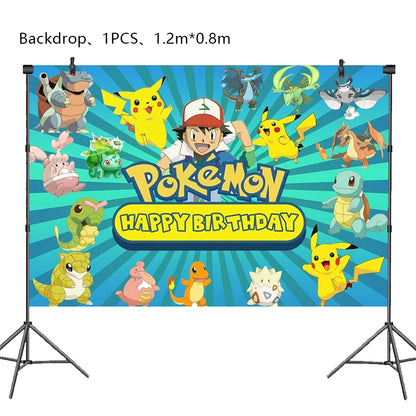 Pikachu Birthday Party Decoration Set (Backdrop · Balloons · Tableware · Kids Party Kit)