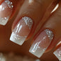 24pcs Gold Stripe Press‑On Nails – Long Square Full Cover Tips