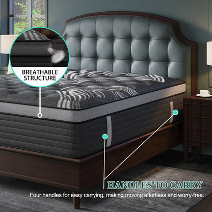 12"14" Gel Memory Foam Hybrid Pocket Spring Mattress Twin Full Queen King Bed Mattress In A Box, Medium Firm Motion Isolation