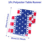 Patriotic Independence Day Linen Table Runner American Flag Heart Star Dwarf 4th of July Table Runner Kitchen Dining Party Decor