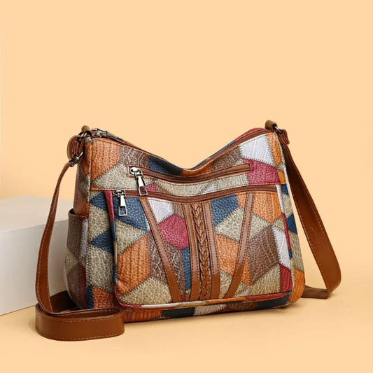 Women's Elegant Vintage Crossbody Bag Trendy HandBag Fashion Multi-pockets Shoulder Bag All-match Retro Crossbody Bag for Daily