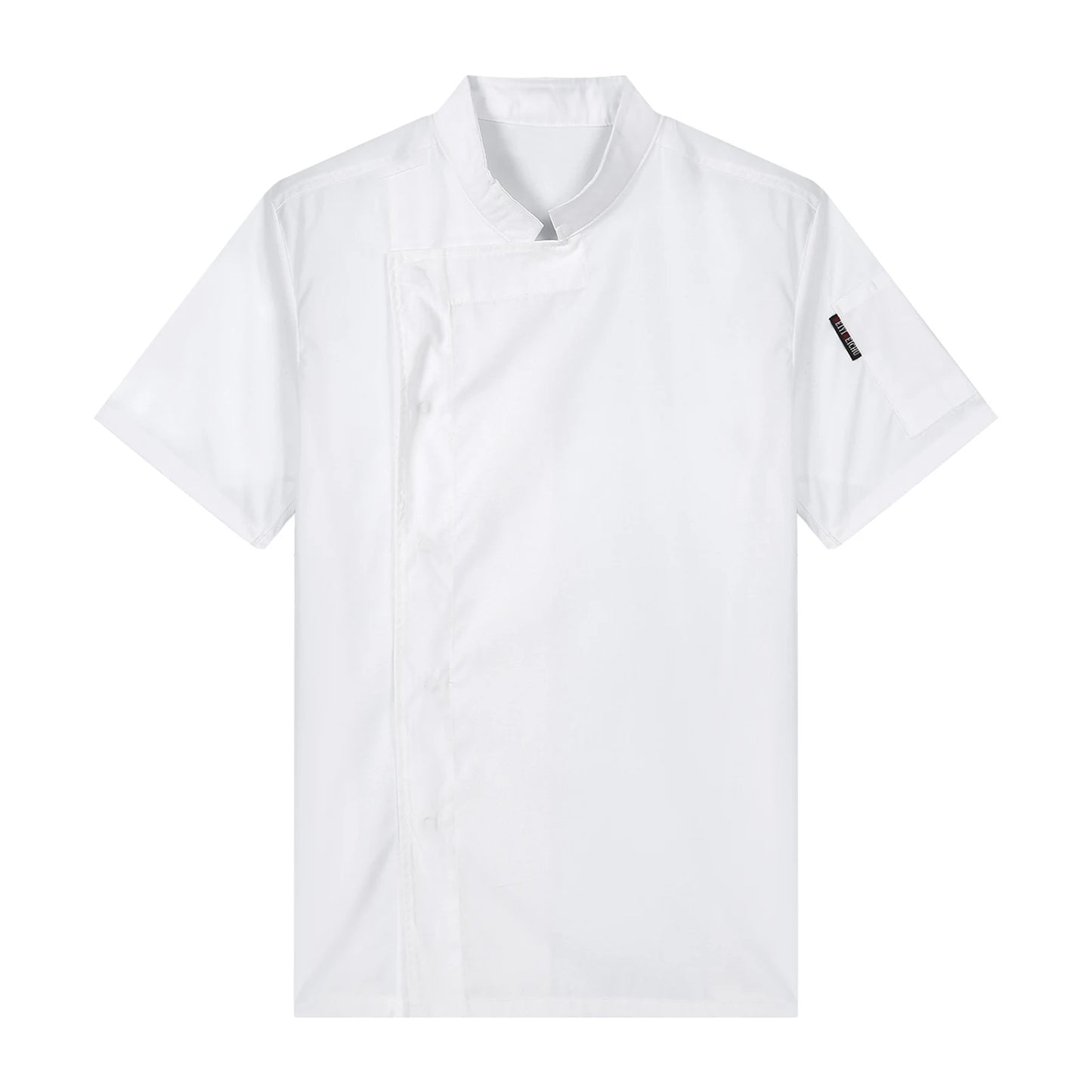 Mens Womens Stand Collar Short Sleeve Chef Coat Working Kitchen Uniform for Cafe Bakery Western Restaurant Hotel Work Wear