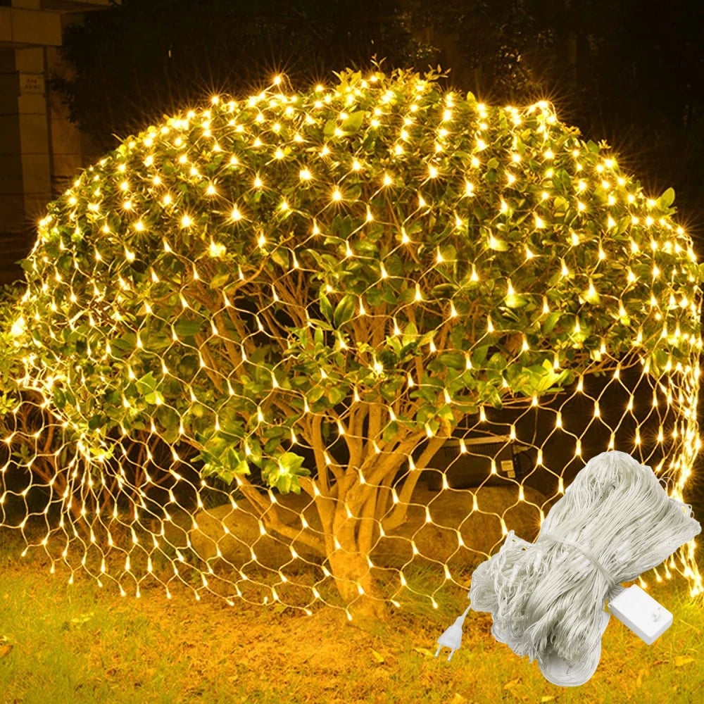 LED Net Mesh Fairy Lights – Outdoor Waterproof Curtain String Lights (Multiple Sizes, 110V/220V)