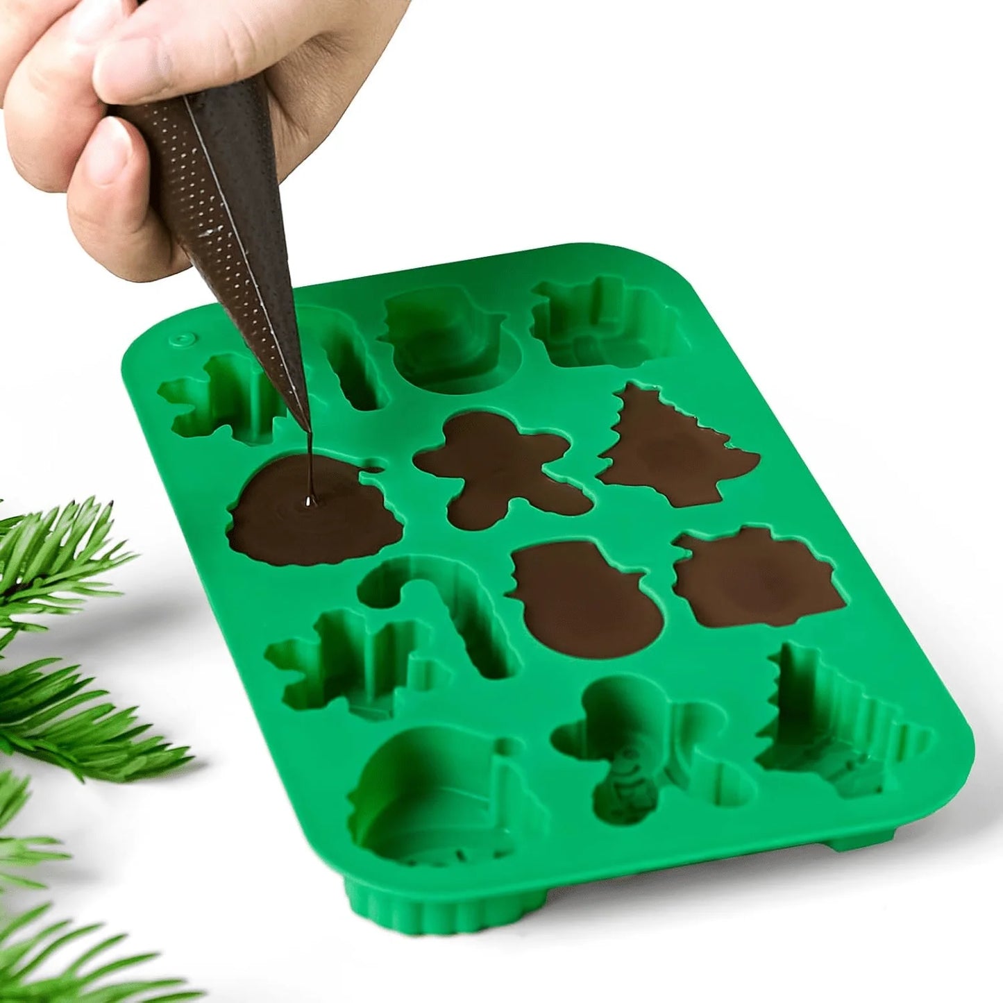 Christmas Silicone Baking Mold – Tree, Santa, Snowman & Gingerbread Shapes for Chocolate & Candy