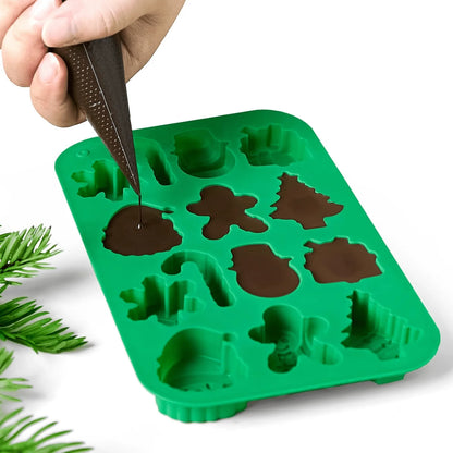 Christmas Silicone Baking Mold – Tree, Santa, Snowman & Gingerbread Shapes for Chocolate & Candy