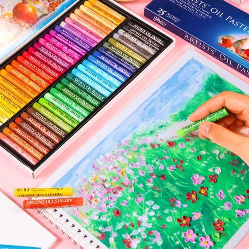 Oil Pastel Soft Stick Set – 25/50‑Color Artist Washable Non‑Toxic Round Pastels