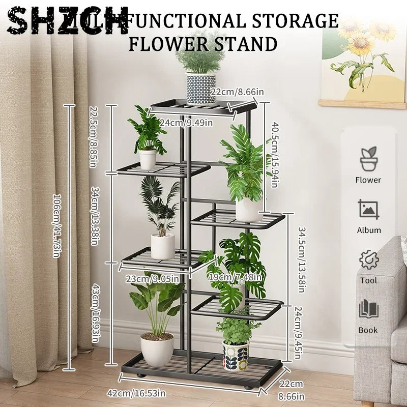 Multi‑Tier Iron Plant Stand – 4/5/6‑Layer Flower Shelf