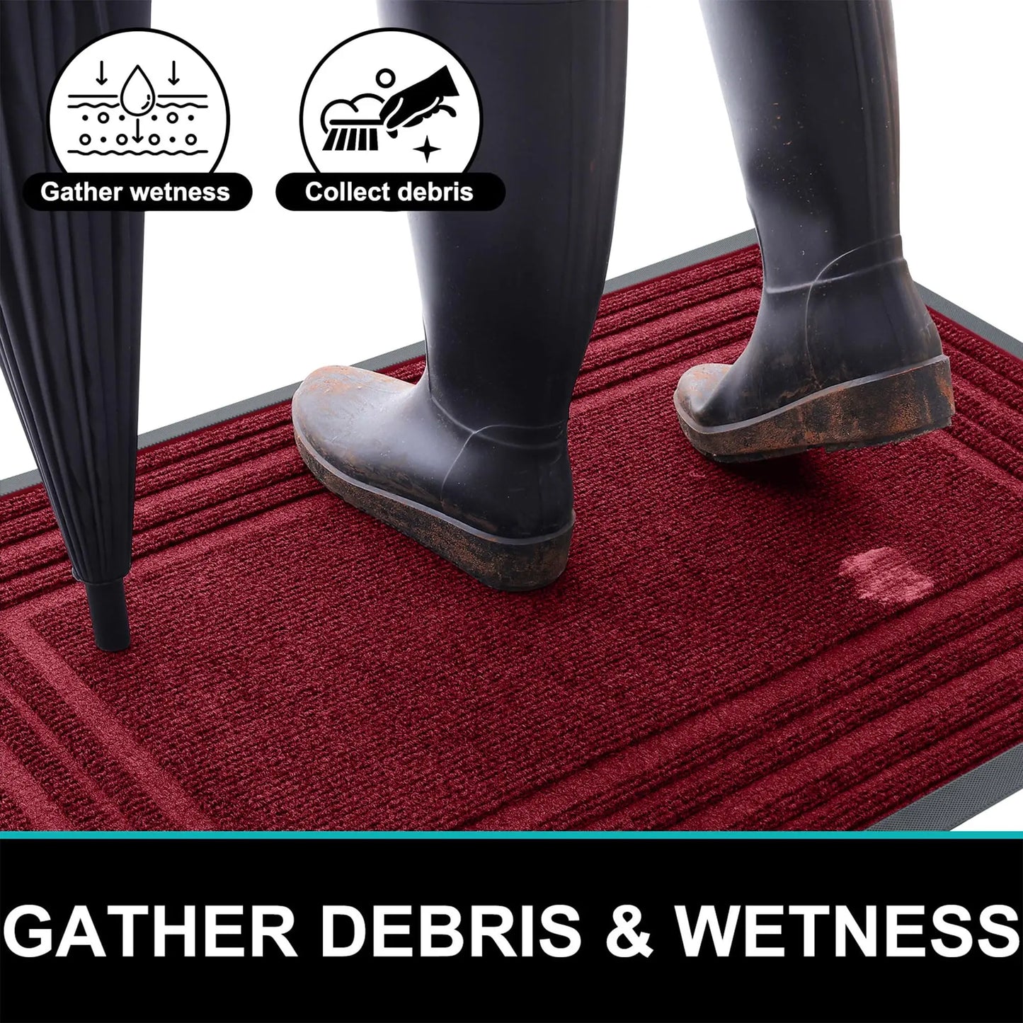 Olanly Natural Rubber Mat Non Slips Low Profile Outdoor Mat For Home Entrance Floor Doormats Heavy Duty Door Mat Outdoor Indoor