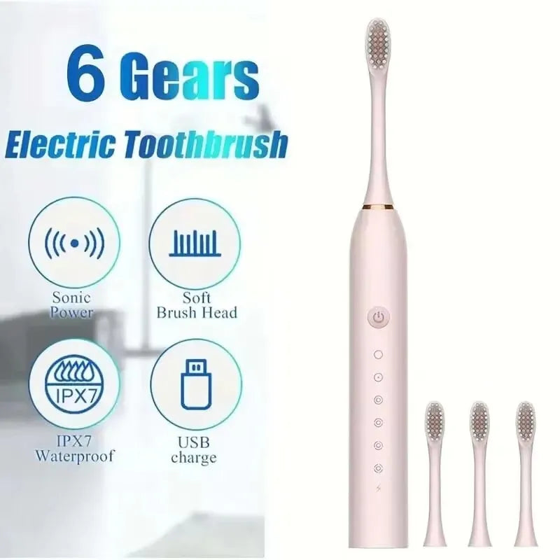 Ultrasonic Electric Toothbrush Set (Smart Sonic, Waterproof, Adult Deep‑Cleaning Modes)