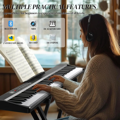 88‑Key Foldable Semi‑Weighted Digital Piano Set (Dual Bluetooth Mode)