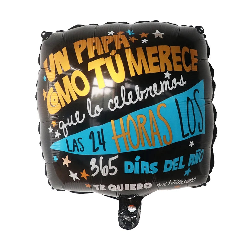 10pcs 18Inch Spanish English Happy Father's Day Foil Helium Balloon Feliz Dia Super Papa Air Globos Party Decoration Gift Baloes