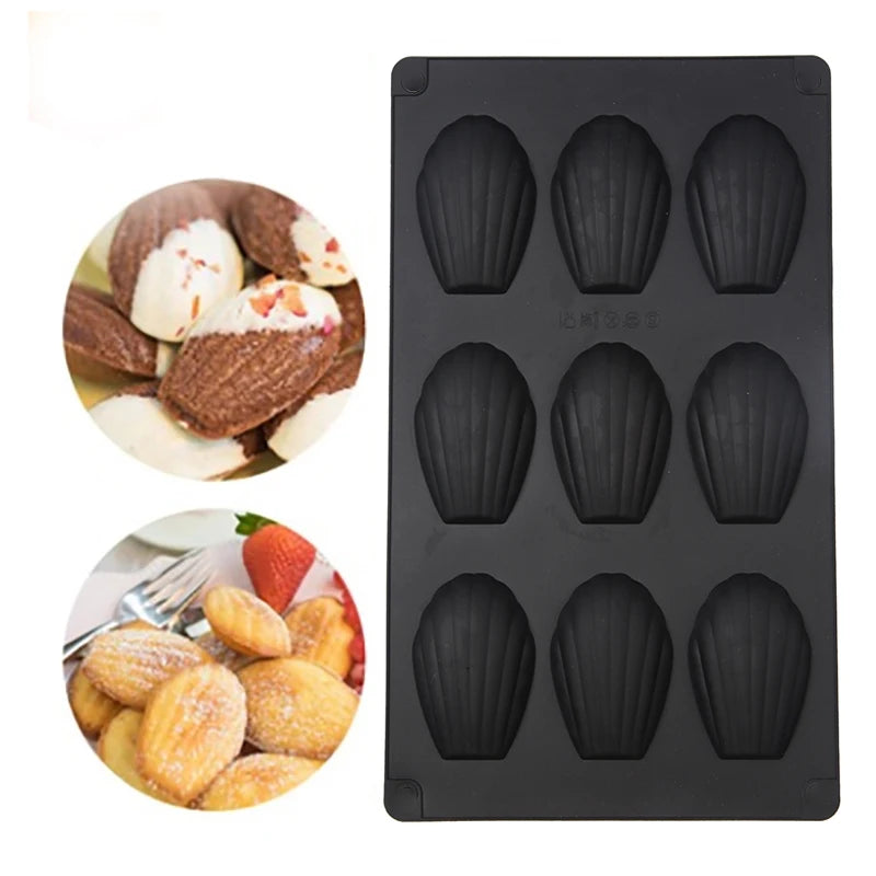 1/2‑Pack Silicone 9‑Cavity Madeleine Mold