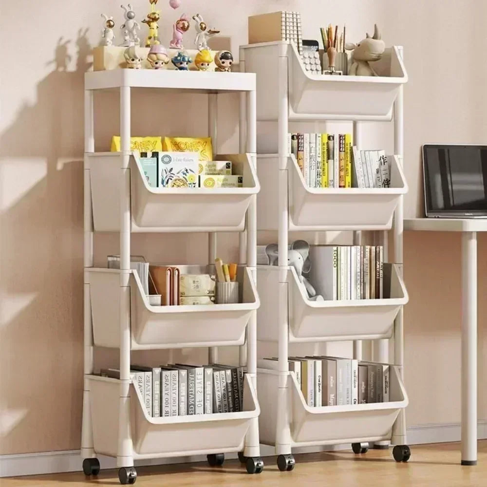 Mobile Multi‑Layer Bookshelf & Bathroom Trolley w/ Wheels