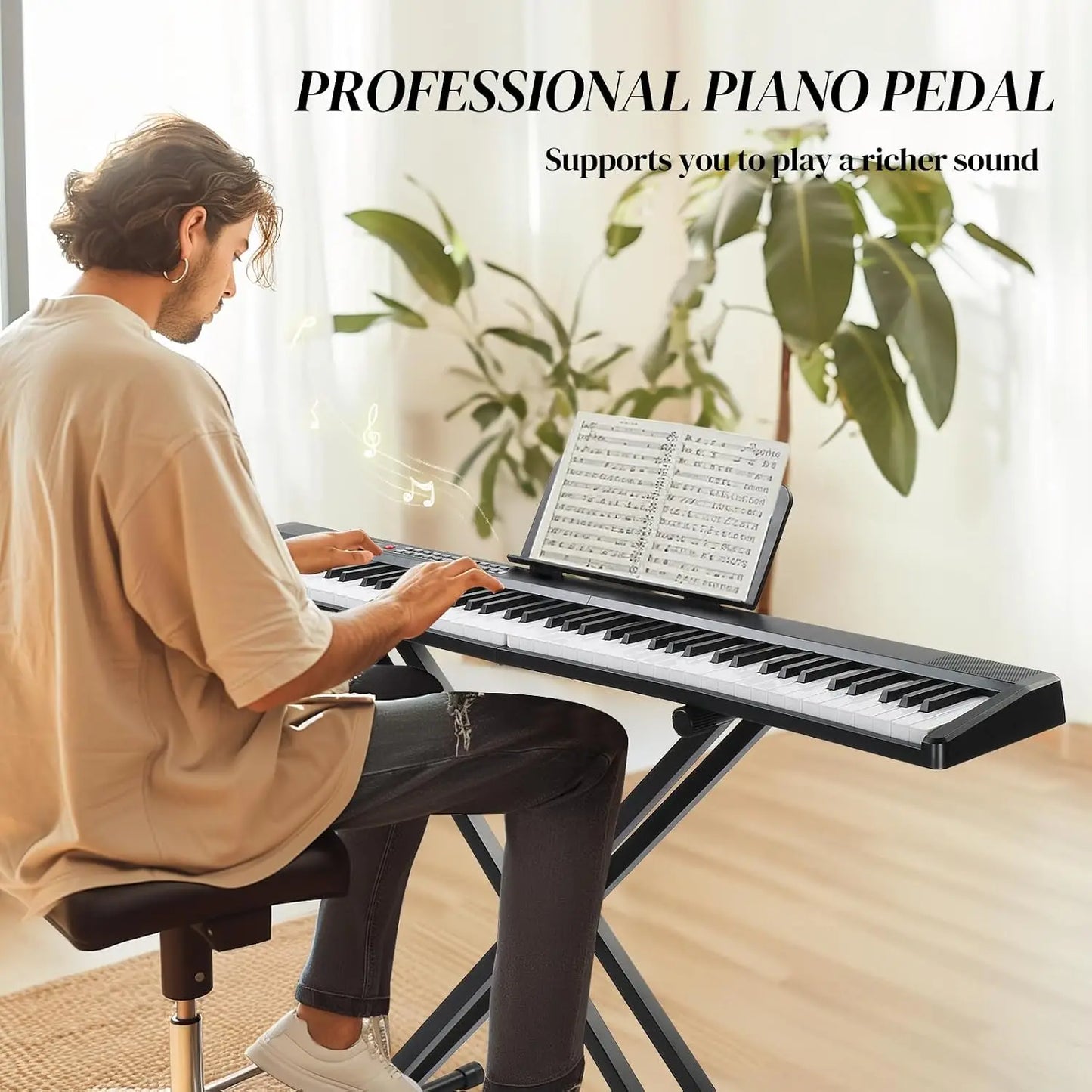 88‑Key Foldable Semi‑Weighted Digital Piano Set (Dual Bluetooth Mode)
