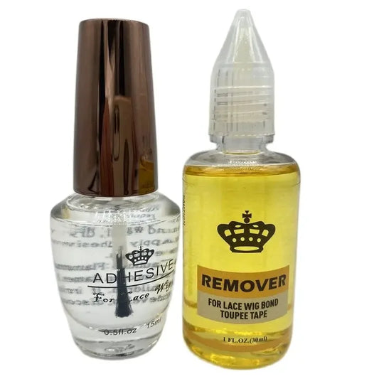 1 bottle 0.5 Oz 15 ml lace adhesive wig glue with 1 bottle 1 Oz 30 ml remover for lace wig glue