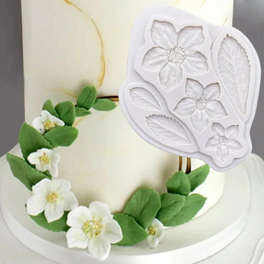 1pc Silicone Mold – Leaves & Flowers for Cake, Chocolate, Candy & DIY Crafts