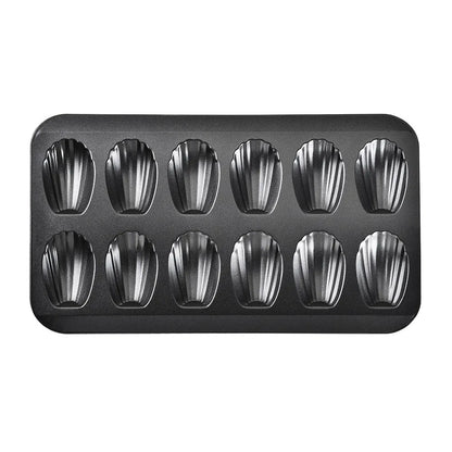 12‑Cavity Nonstick Black Madeleine Baking Tray