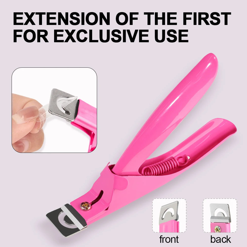 Acrylic Nail Cutter Kit - Stainless Steel Clipper and Scissors for U-Word False Tips, Manicure Tools Set with Straight Cut and 12pcs Magnet