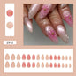 24pcs White Flower Fake Press on Nail Tips Yellow Pink Blush Full Cover Almond Shaped