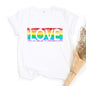 LOVE Pattern Print Girls Rainbow T-shirt Women Tee Shirt LGBT Pride Month T-shirt Love Wins Graphic Tee Summer Women Clothes