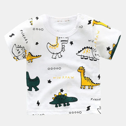 Children's  Cartoon Print T-Shirt  Short Sleeve 100% Cotton