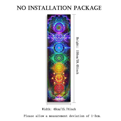 VIKAMA Seven Chakra Vertical Tapestry Rainbow Energy Wall Decor for Yoga Studio Meditation Space Wall Hanging Home Decoration