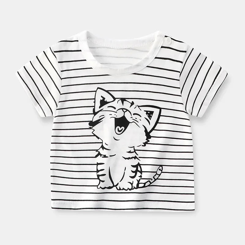 Children's  Cartoon Print T-Shirt  Short Sleeve 100% Cotton