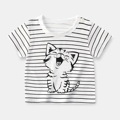 Children's  Cartoon Print T-Shirt  Short Sleeve 100% Cotton