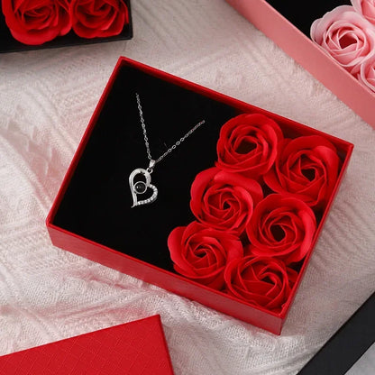 Mother's Day Jewelry Gift Packaging Box 6 Soap Rose Pendant Ring Bracelet Eternal Flower Window Opening Jewelry Box Romantic Bag
